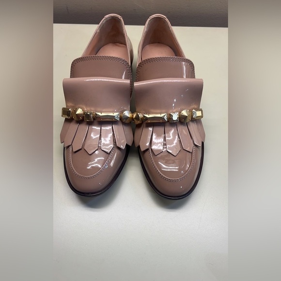 Agl Shoes - AGL MADE IN ITALY LEATHER Elegant Women's Loafers in Pink with Gold Accents